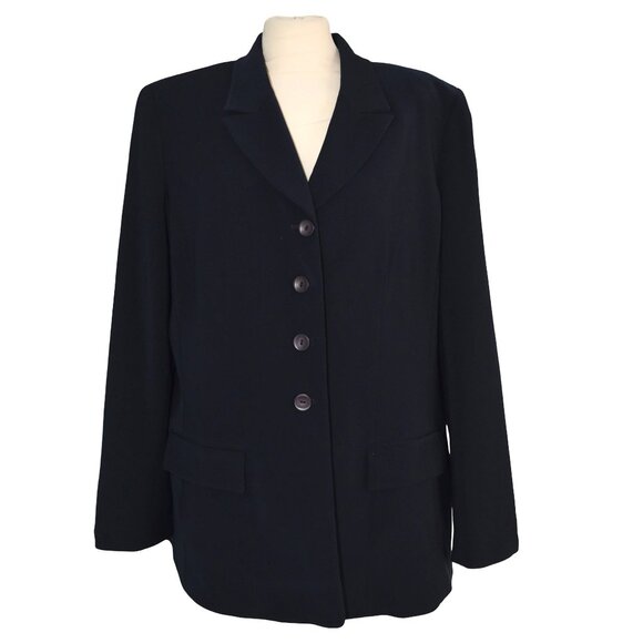 Le Suit Blazer 16 Navy Minimalist Office Power Career Classic - Picture 1 of 9
